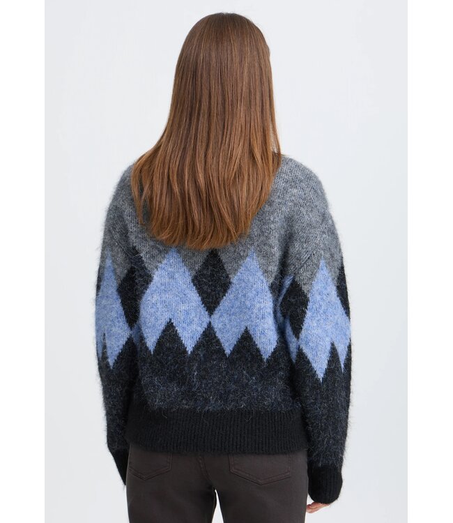PULZ PZ ESTEL PULL GREY MEL/BLUE CHECKS