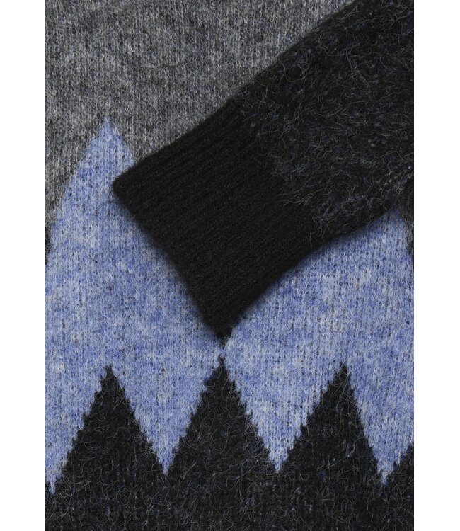 PULZ PZ ESTEL PULL GREY MEL/BLUE CHECKS