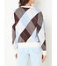 SELECTED FEMME SLWTHEA LS KNIT ARGYLE O-NECK EGRET/BLUE/DELICIOSO