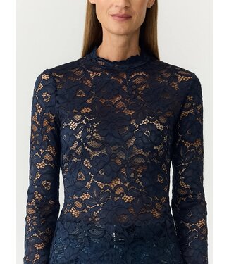YAS YASLACEY LS LACE TOP NOOS NAVY BLAZER