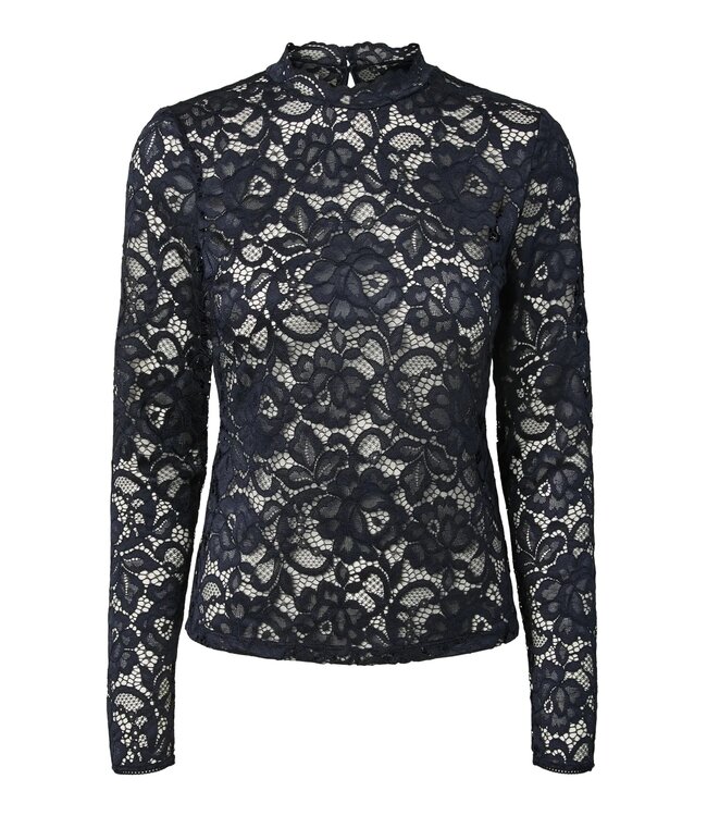 YAS YASLACEY LS LACE TOP NOOS NAVY BLAZER