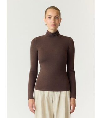 YAS YASWOOLAN LS HIGH NECK TOP CHOCOLATE BROWN