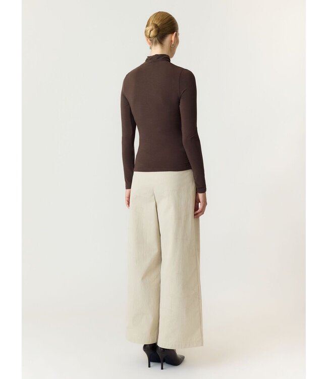 YAS YASWOOLAN LS HIGH NECK TOP CHOCOLATE BROWN