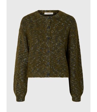 SELECTED FEMME SLWKAT LS KNIT SHORT CARDIGAN GREEN/NAVY/L.BLUE