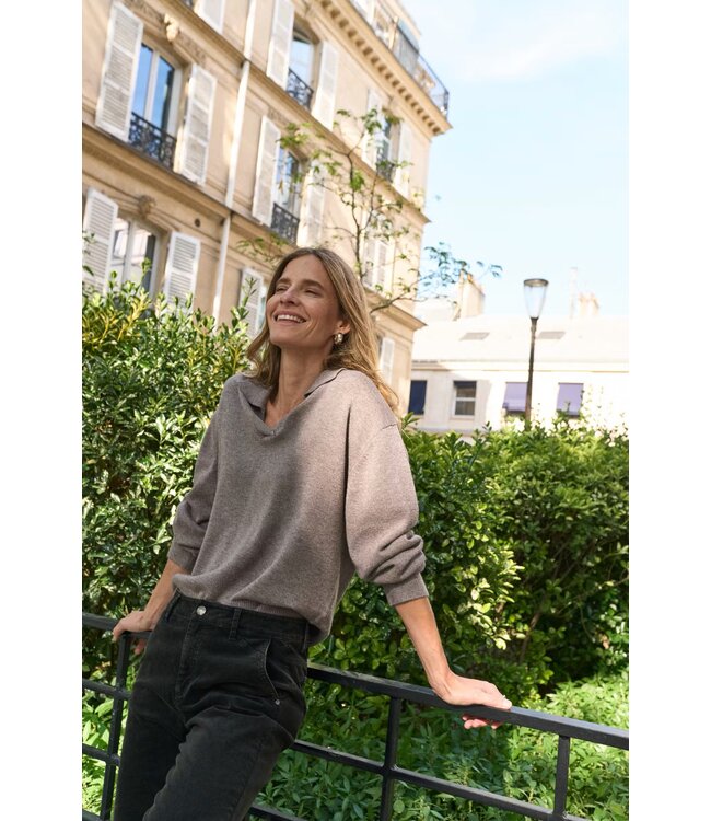 PULZ PZ STEFFI POLO PULLOVER CHOCOLATE PLUM MEL.