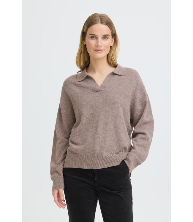 PULZ PZ STEFFI POLO PULLOVER CHOCOLATE PLUM MEL.