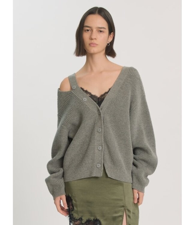 EDITED ED VIOLET CARDIGAN MID GREY MELANGE