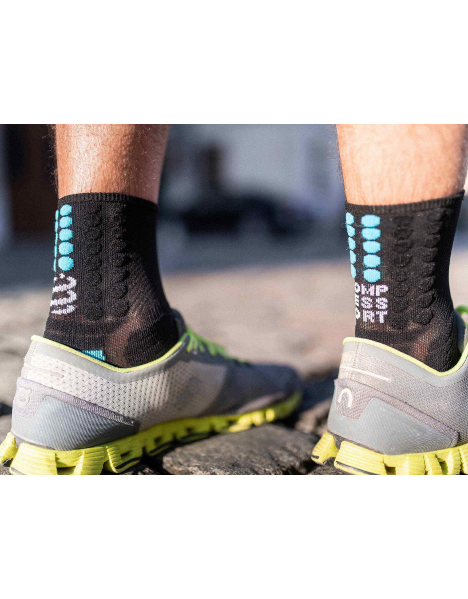 Compressport Pro Marathon Socks Hardloopsokken Hoog - Zwart