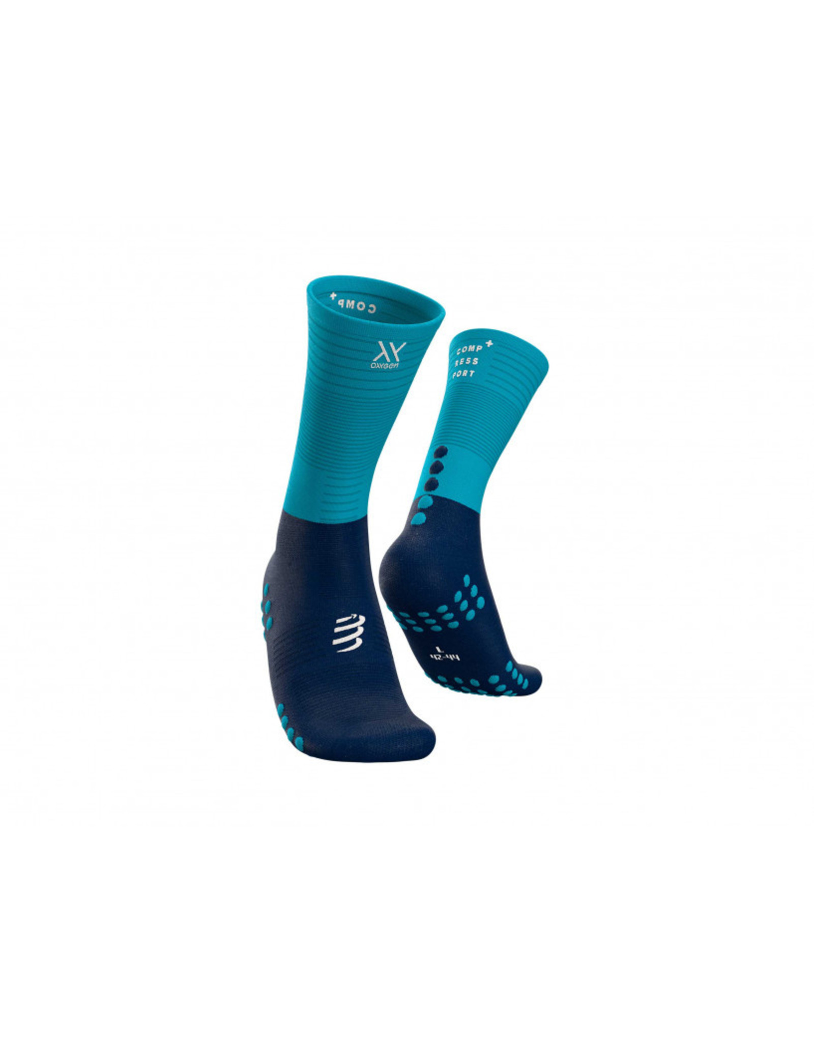 Compressport Mid Compression Socks Chaussettes De Running - Bleu/Bleu Clair