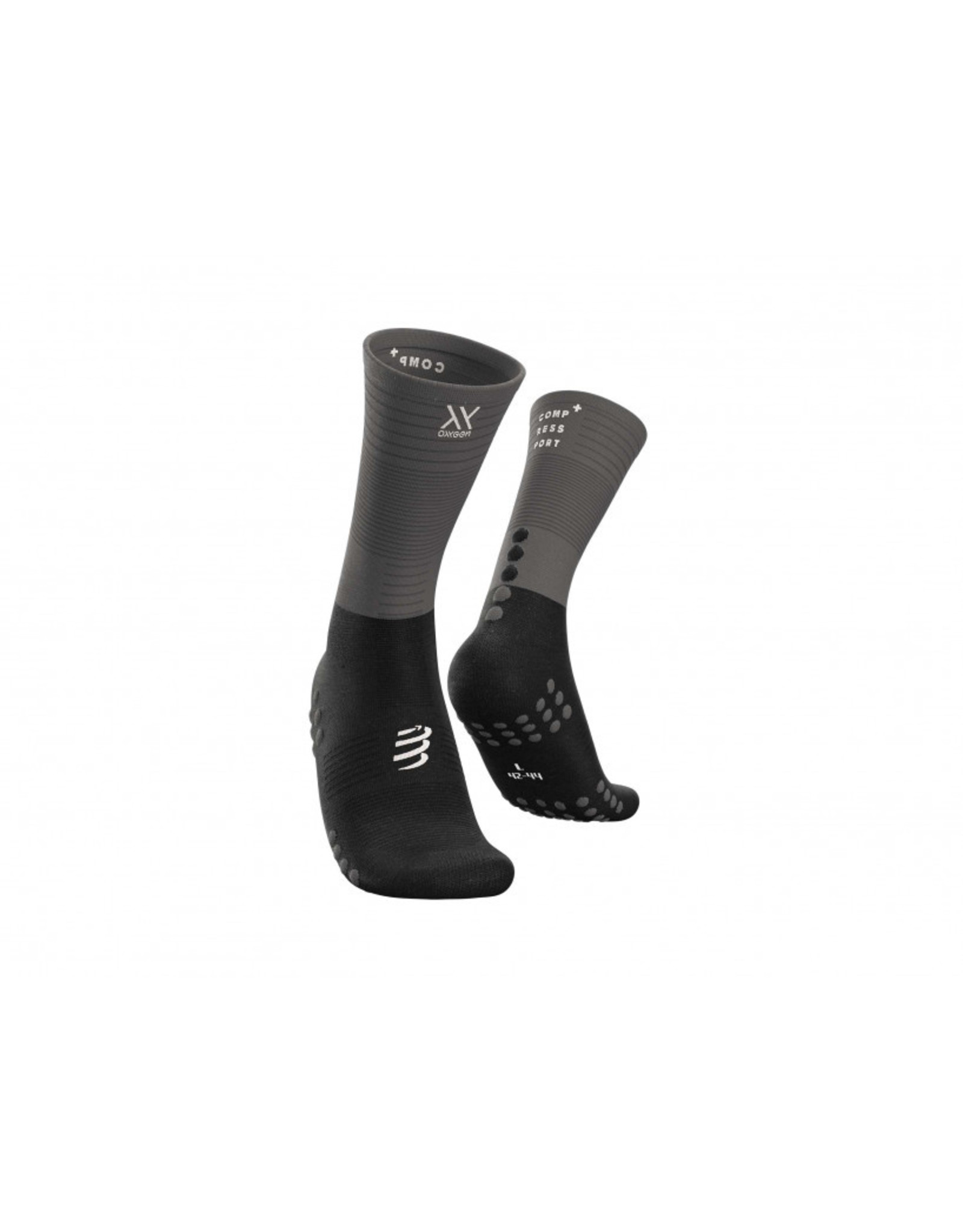 Compressport Mid Compression Socks Hardloopsokken - Zwart/Grijs