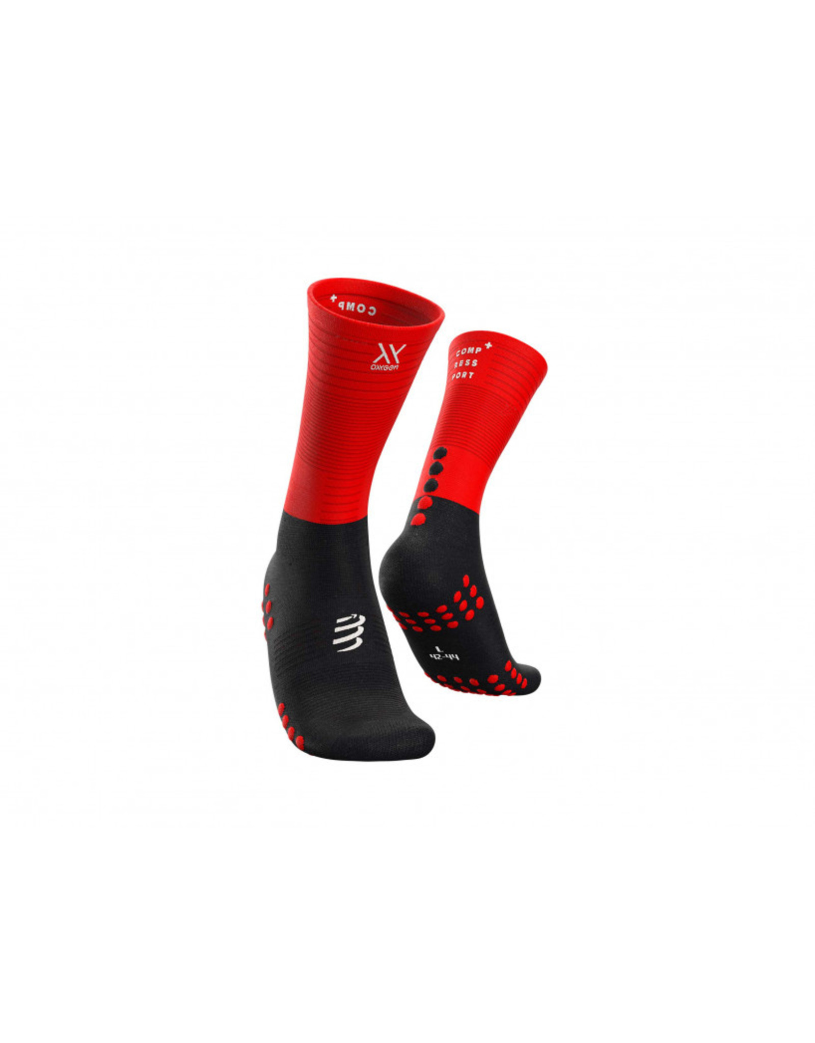 Compressport Mid Compression Socks Chaussettes De Running - Noir/Rouge