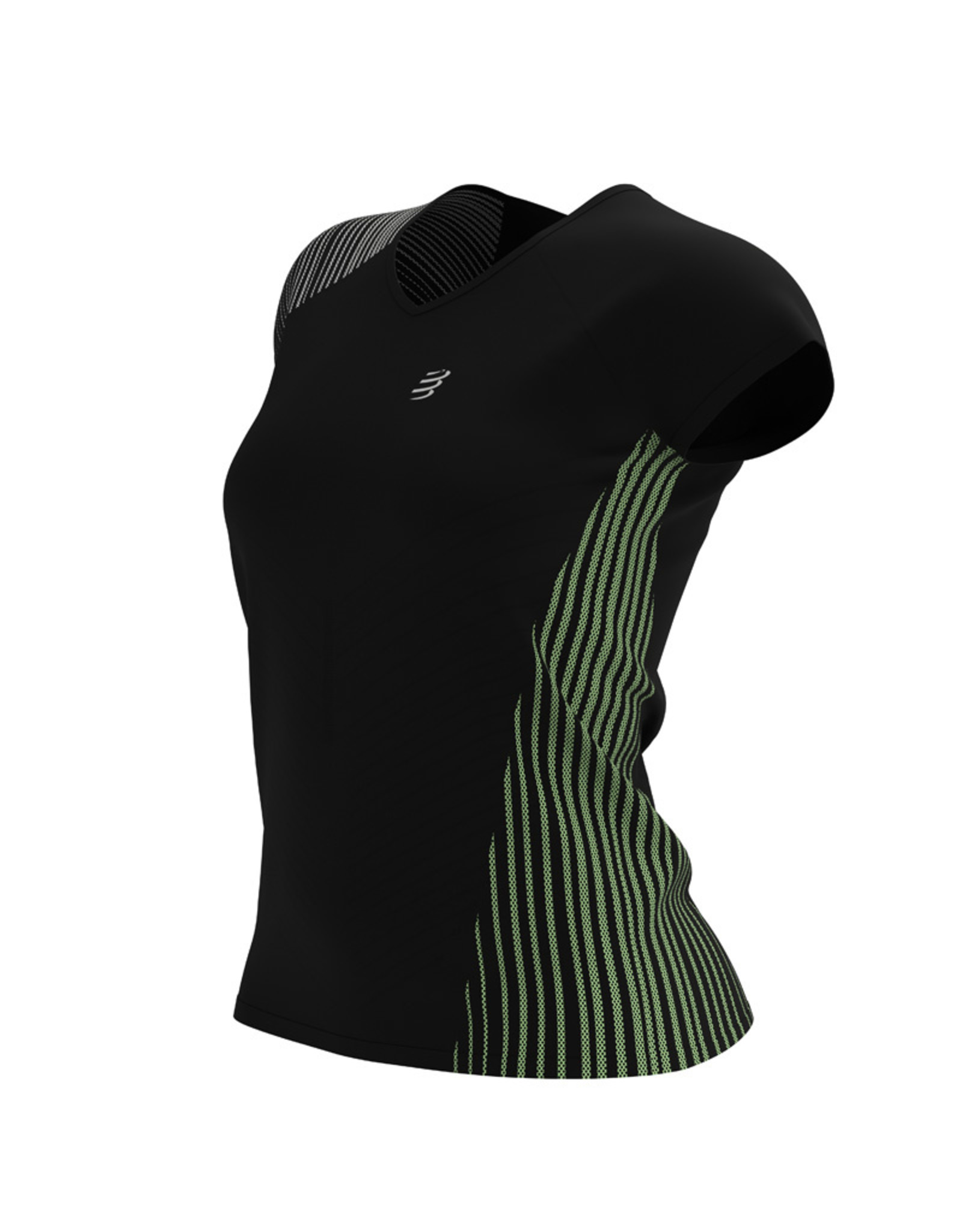 Compressport Performance SS Tshirt W - Dames - Black/Paradise Green