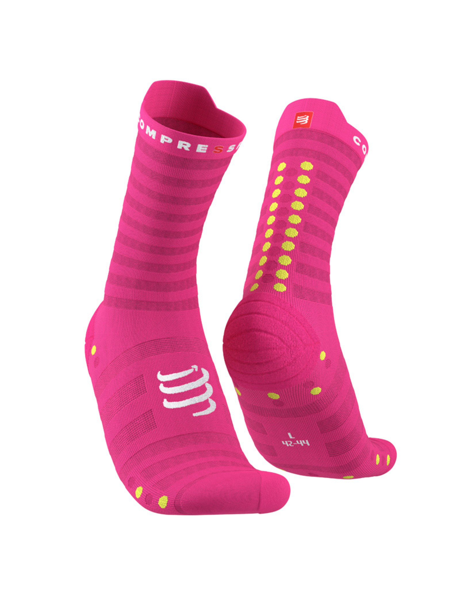 Compressport Pro Racing Socks v4.0 Ultralight Run High - Fluo Pink/Primerose