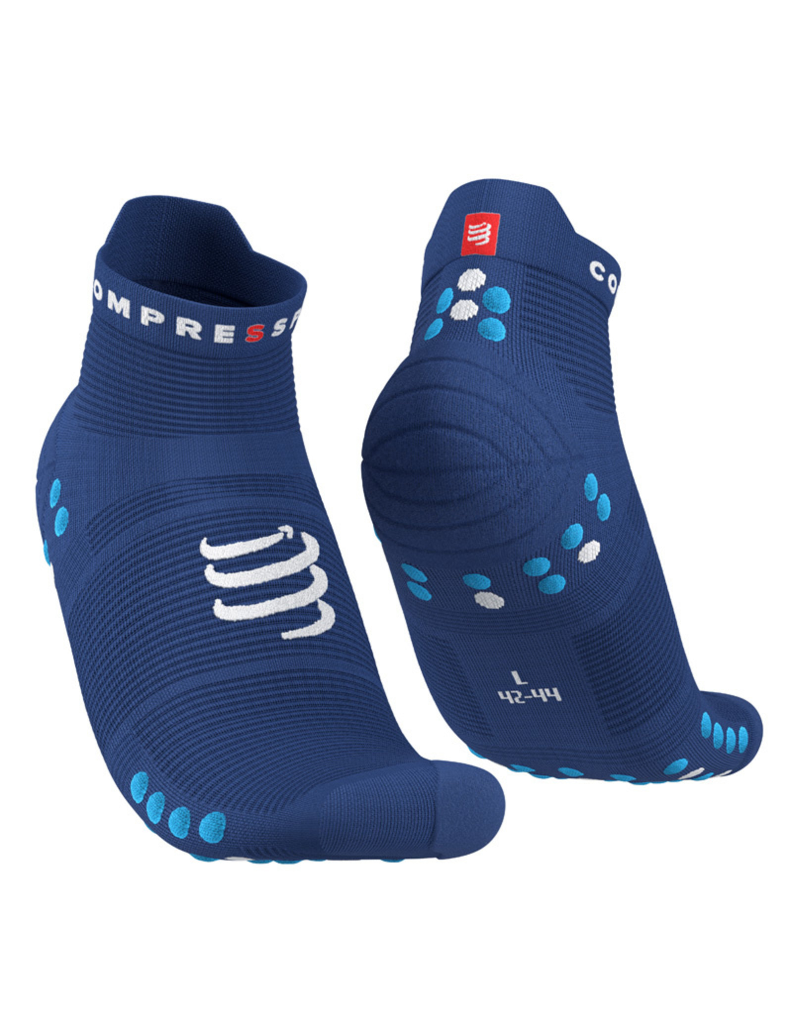 Compressport Pro Racing Socks v4.0 Run Low - Sodalite/Fluo Blue