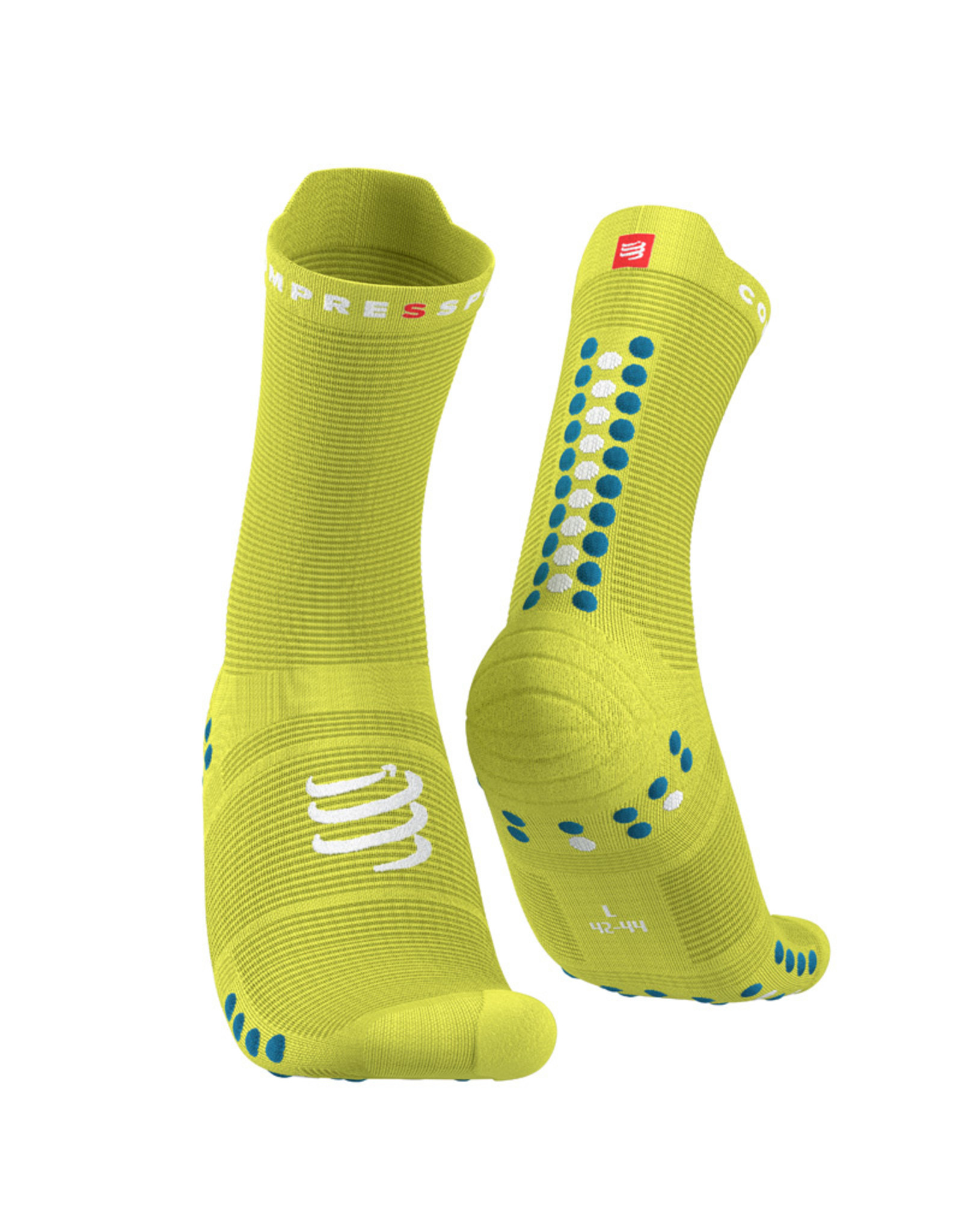 Compressport Pro Racing Socks v4.0 Run High - Primerose/Fjord Blue