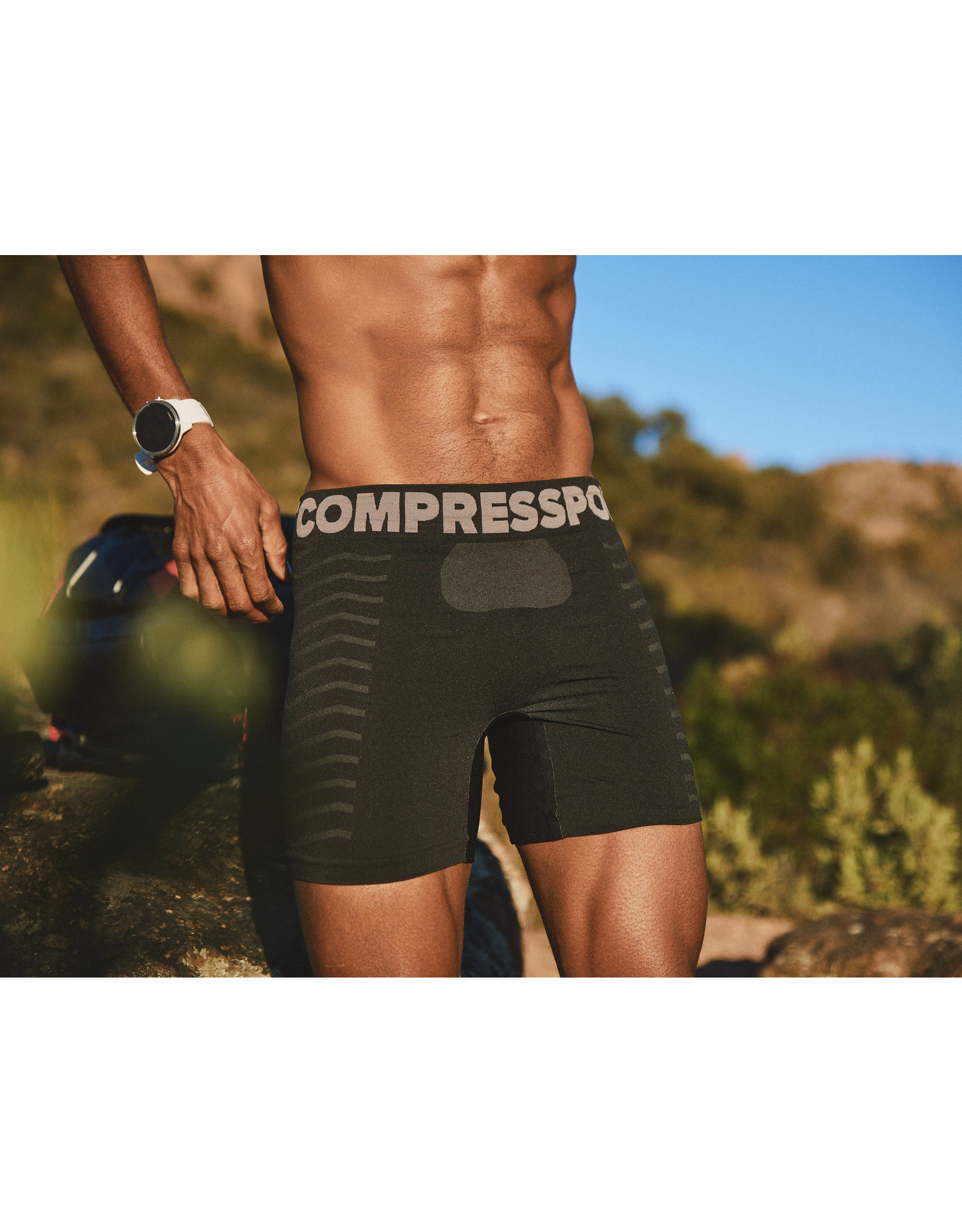 Compressport Seamless Boxer - Heren - Black/Grey