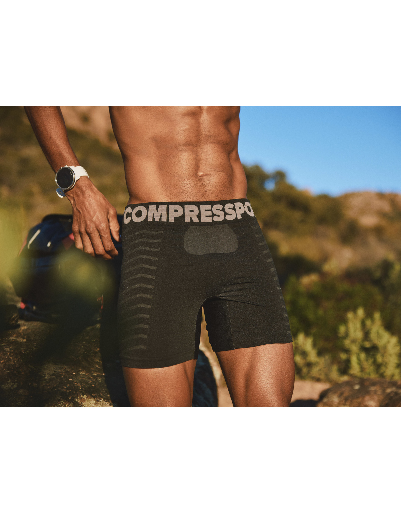 Compressport Seamless Boxer M - Heren - Black/Grey