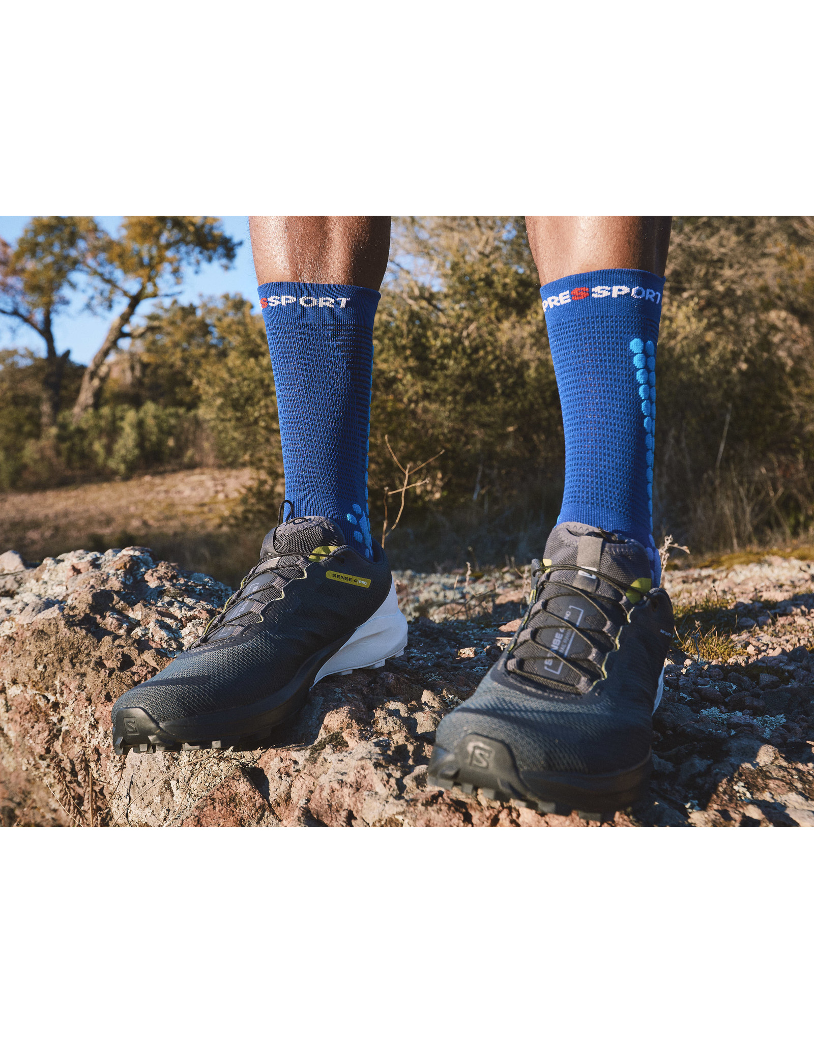 Compressport Pro Racing Socks v4.0 Trail - Sodalite/Fluo Blue