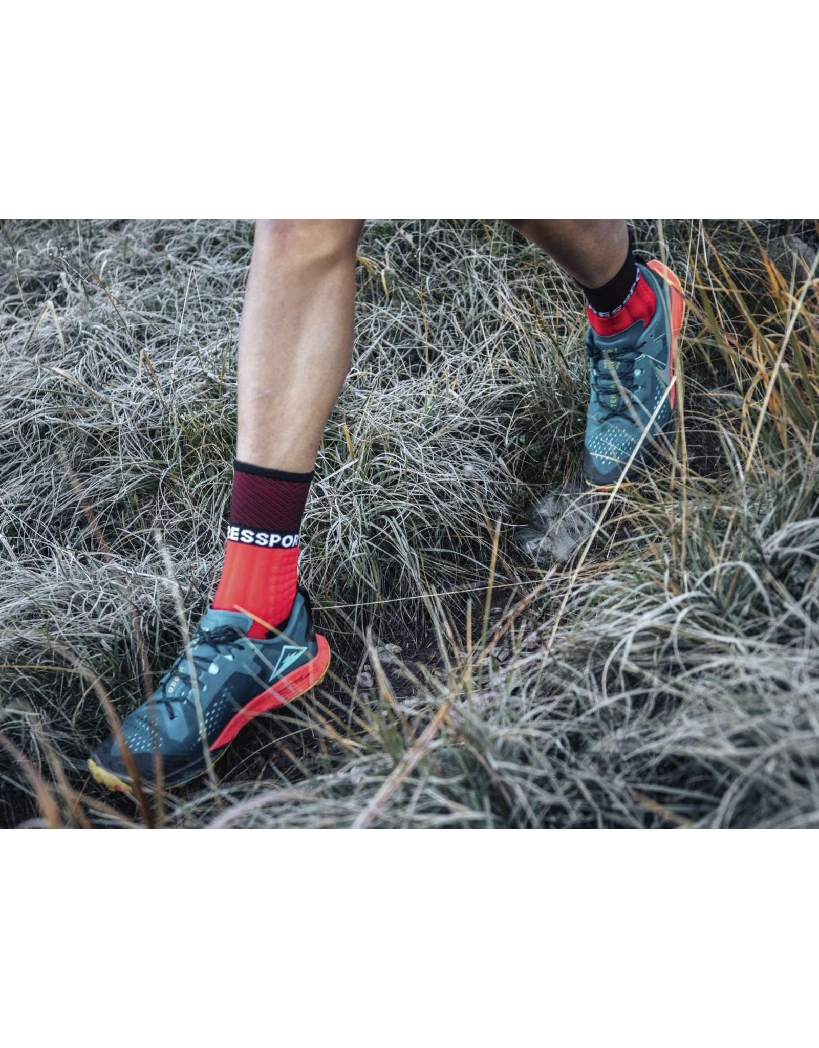 Compressport Pro Racing Socks Winter Trail Hardloopsokken - Zwart/Rood