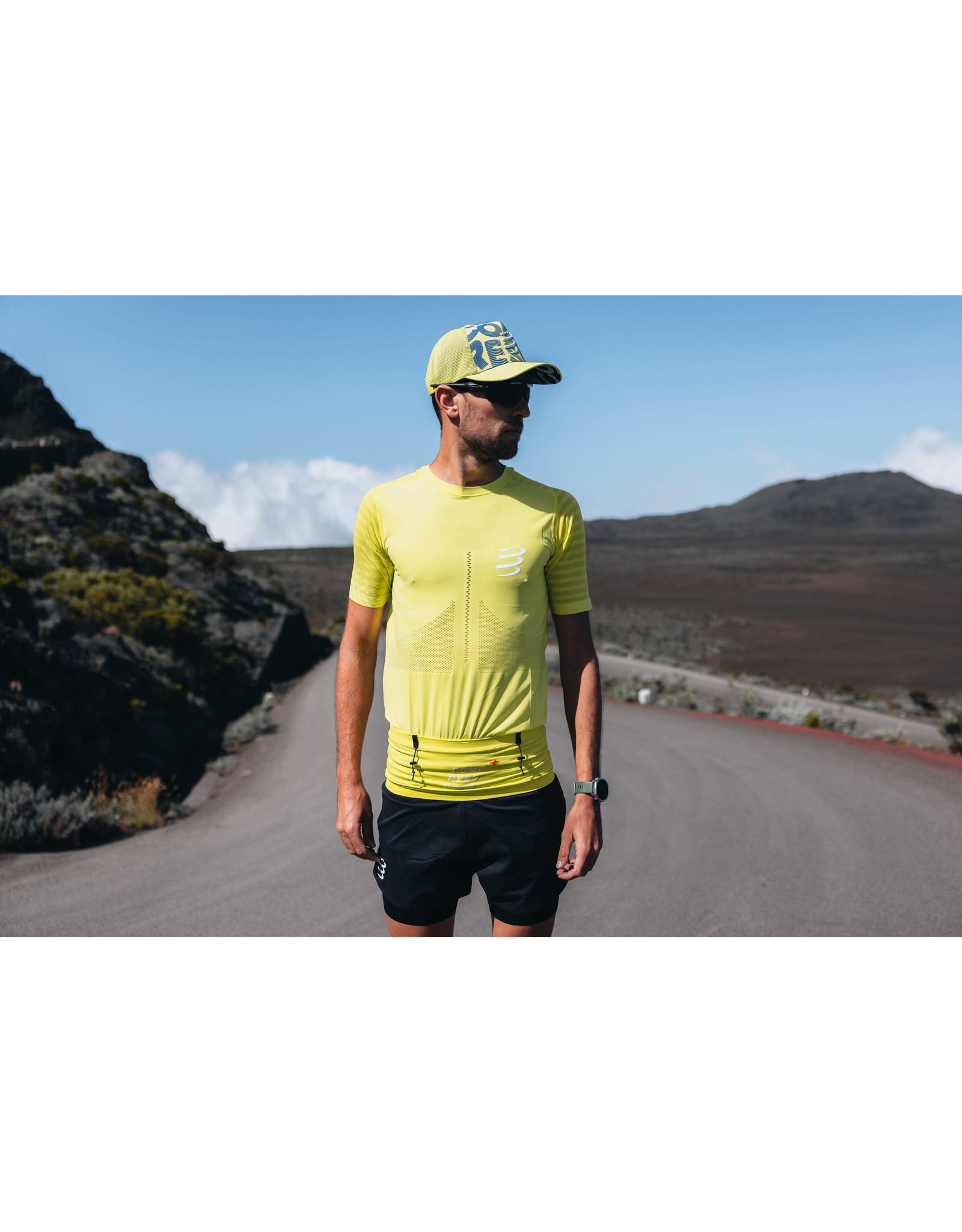 Compressport Racing SS Tshirt M - Evening Primrose/White