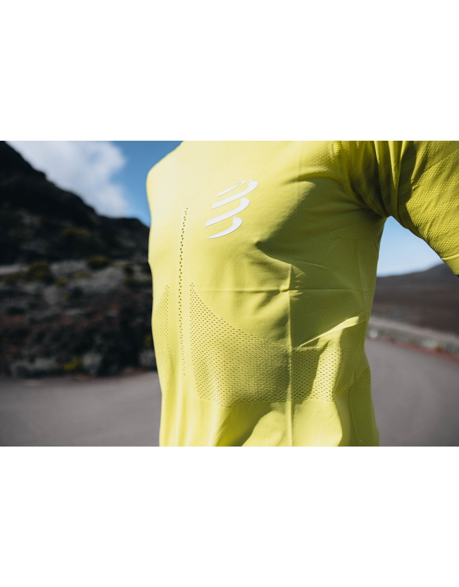 Compressport Racing SS Tshirt M - Evening Primrose/White