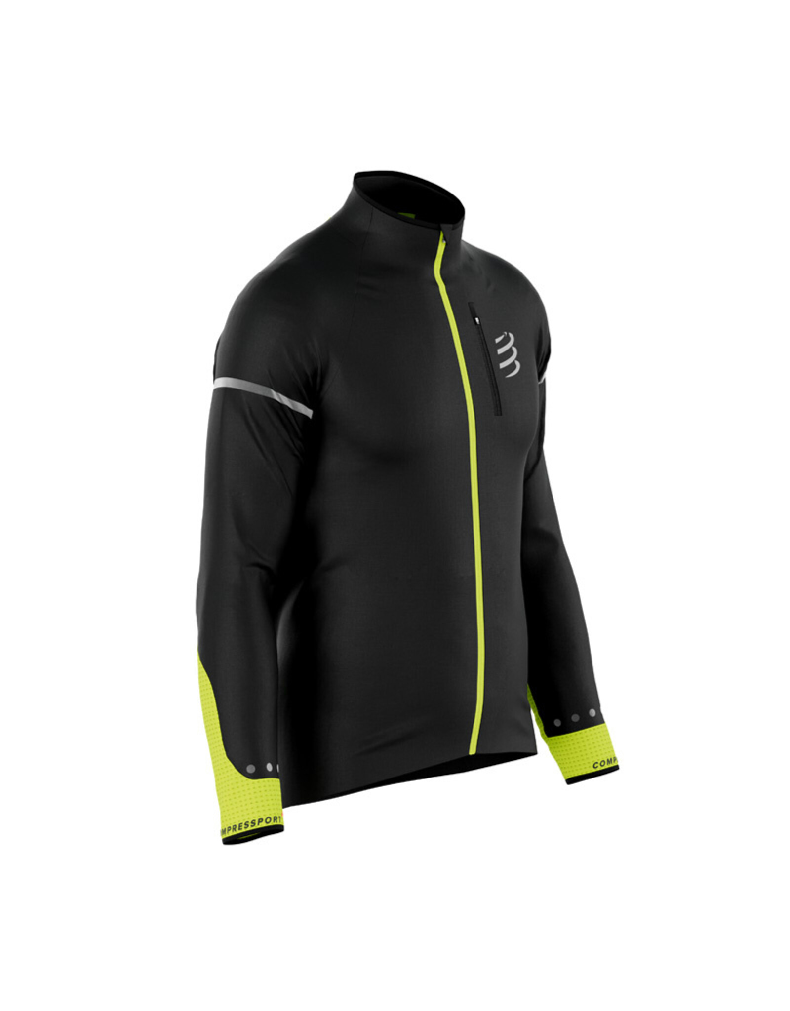 Compressport Hurricane Windproof Jacket Flash M - Black / Fluo Yellow