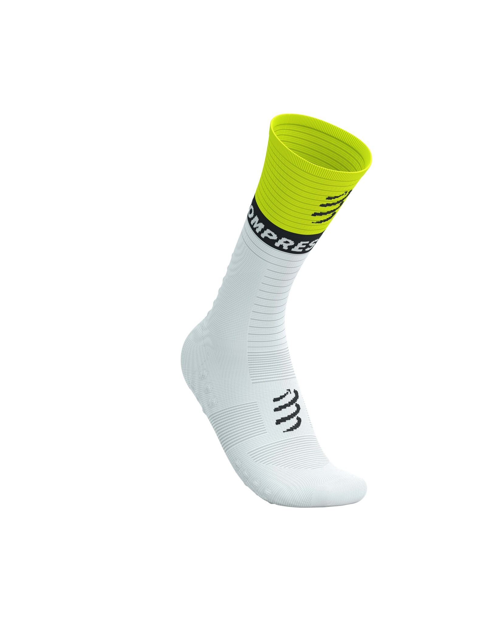 Compressport Mid Compression Socks V2.0 - White/Safety Yellow/Neon Pink