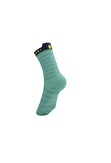 Compressport Pro Racing Socks v4.0 Ultralight Run High - Eggshell Blue/Dress Blues/Green Sheen