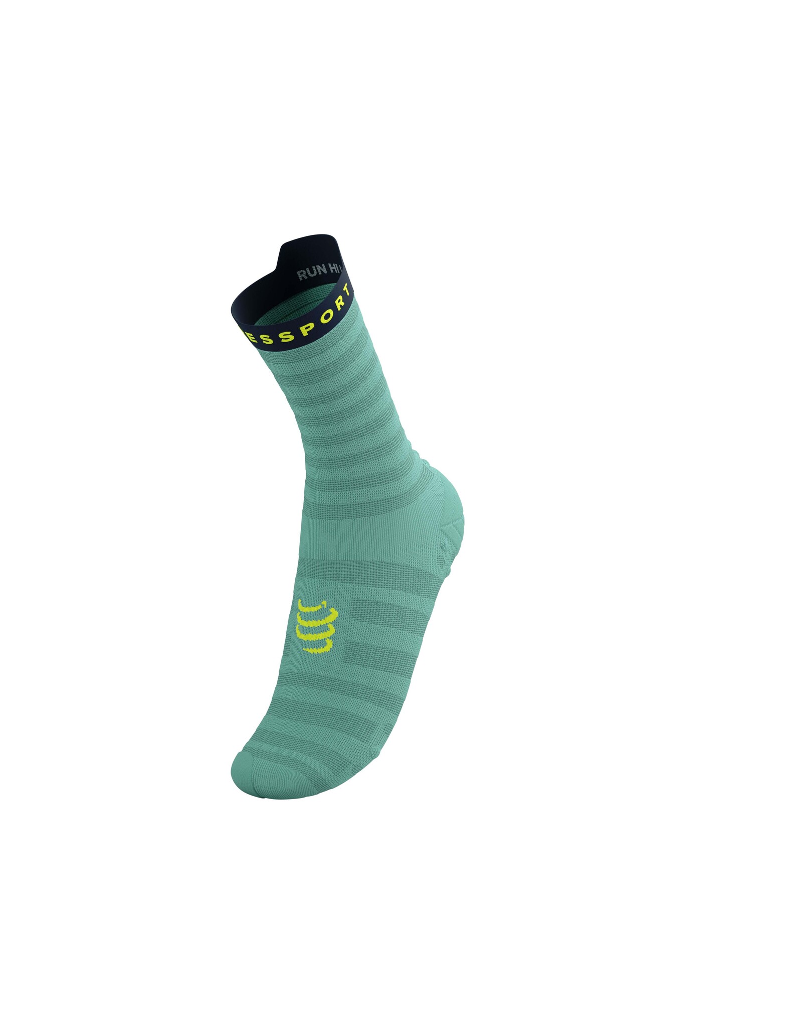 Compressport Pro Racing Socks v4.0 Ultralight Run High - Eggshell Blue/Dress Blues/Green Sheen