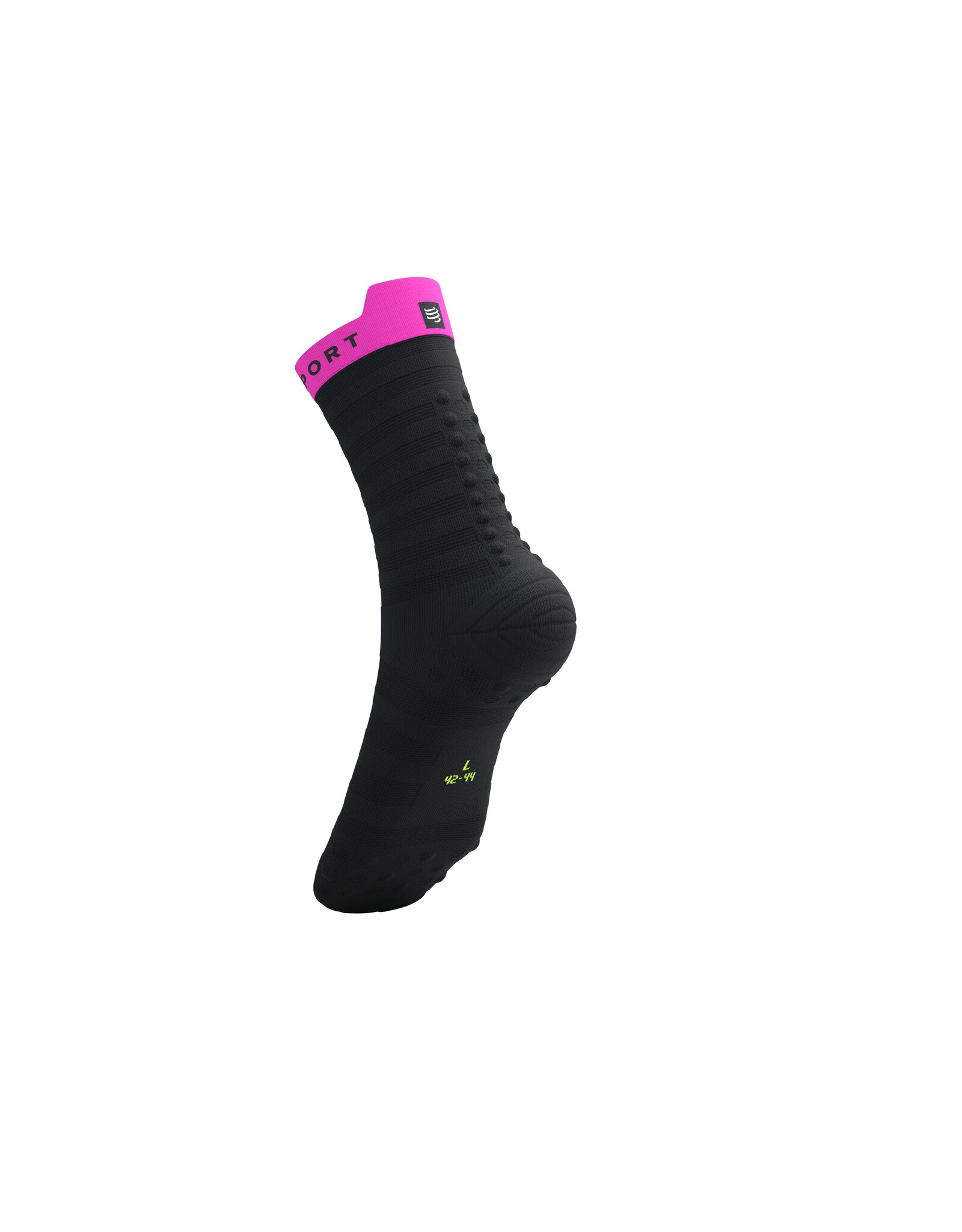 Compressport Pro Racing Socks v4.0 Ultralight Run High - Black/Safety Yellow/Neon Pink