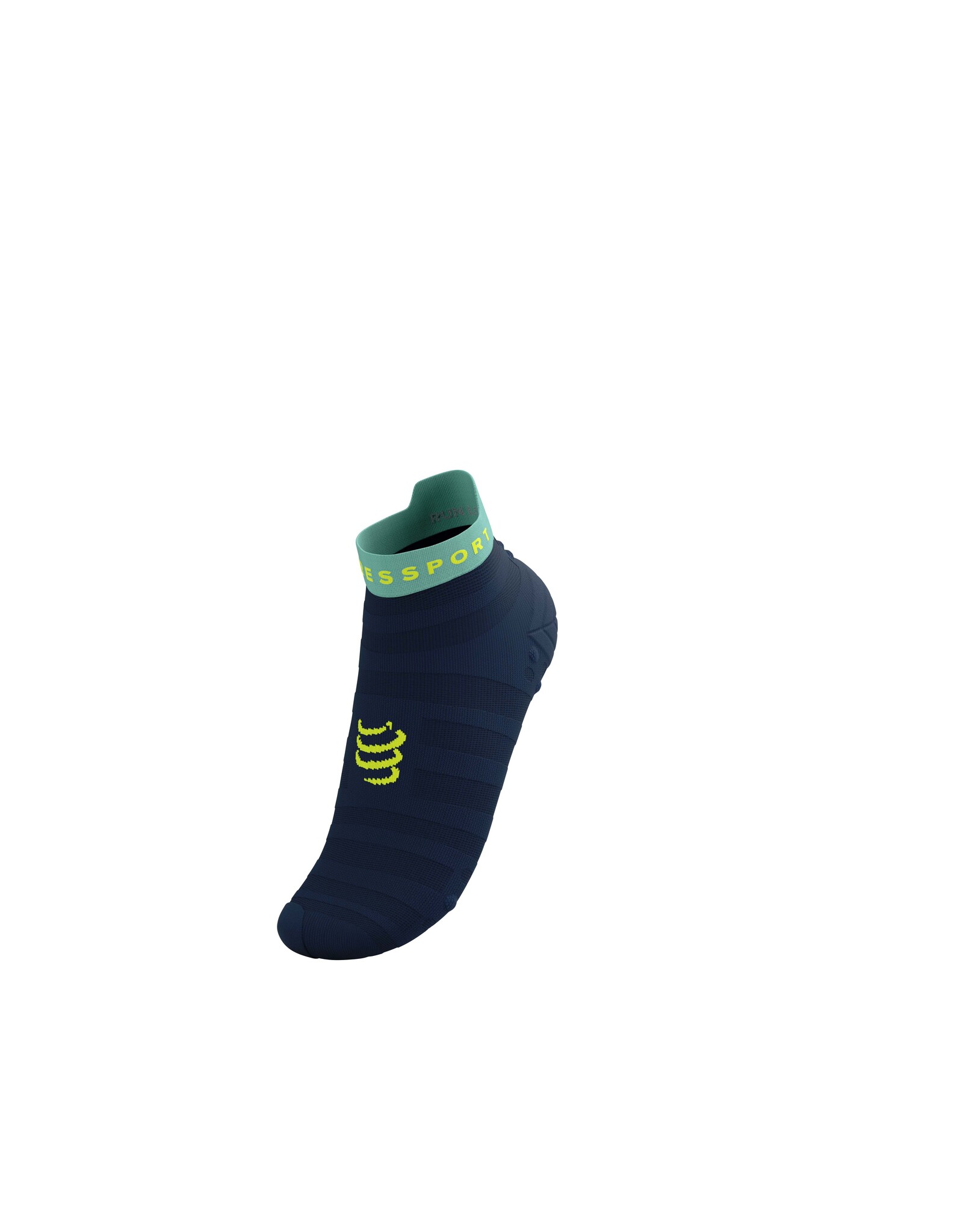 Compressport Pro Racing Socks v4.0 Ultralight Run Low - Dress Blues/Eggshell Blue/Green Sheen