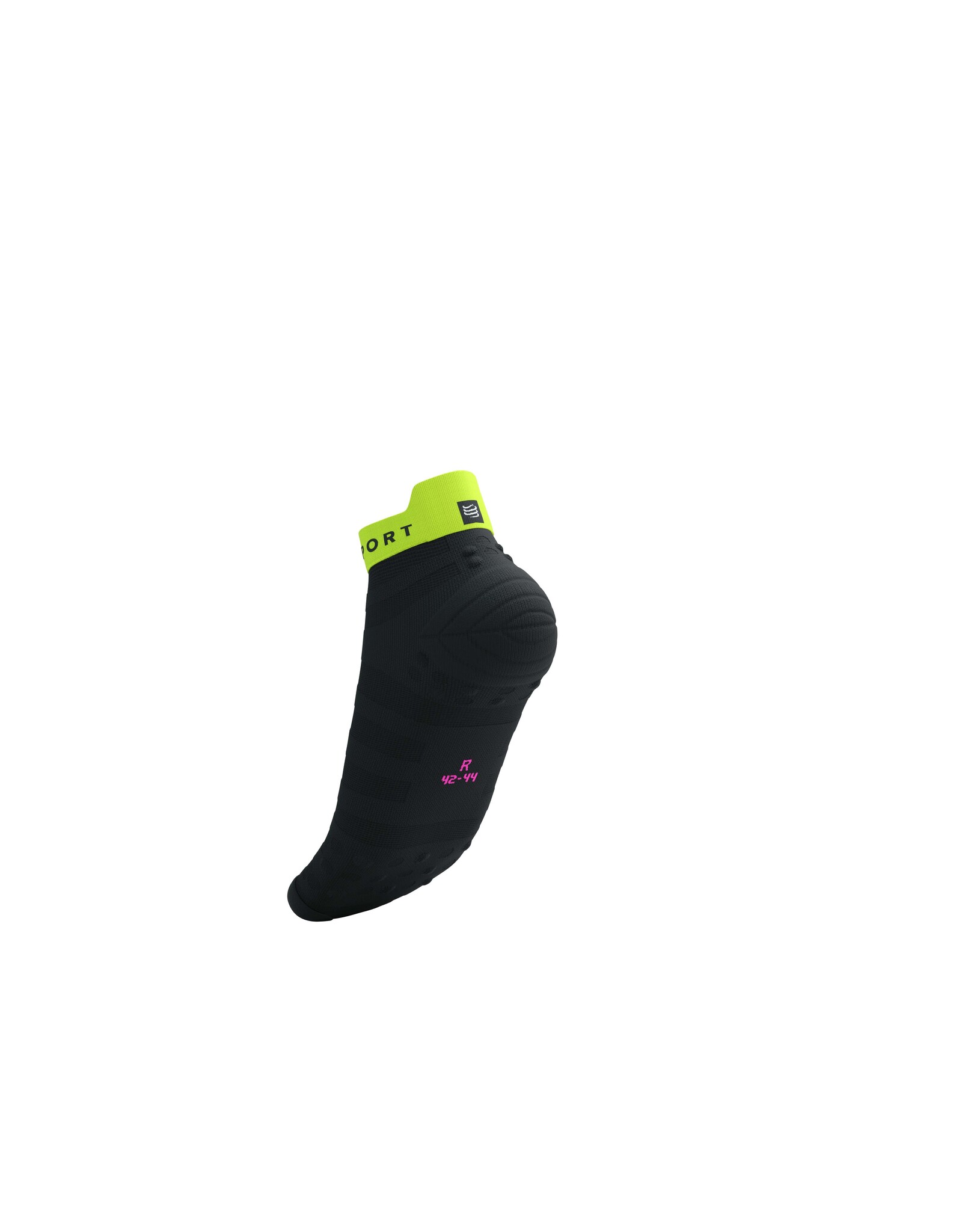 Compressport Pro Racing Socks v4.0 Ultralight Run Low - Black/Safety Yellow/Neon Pink