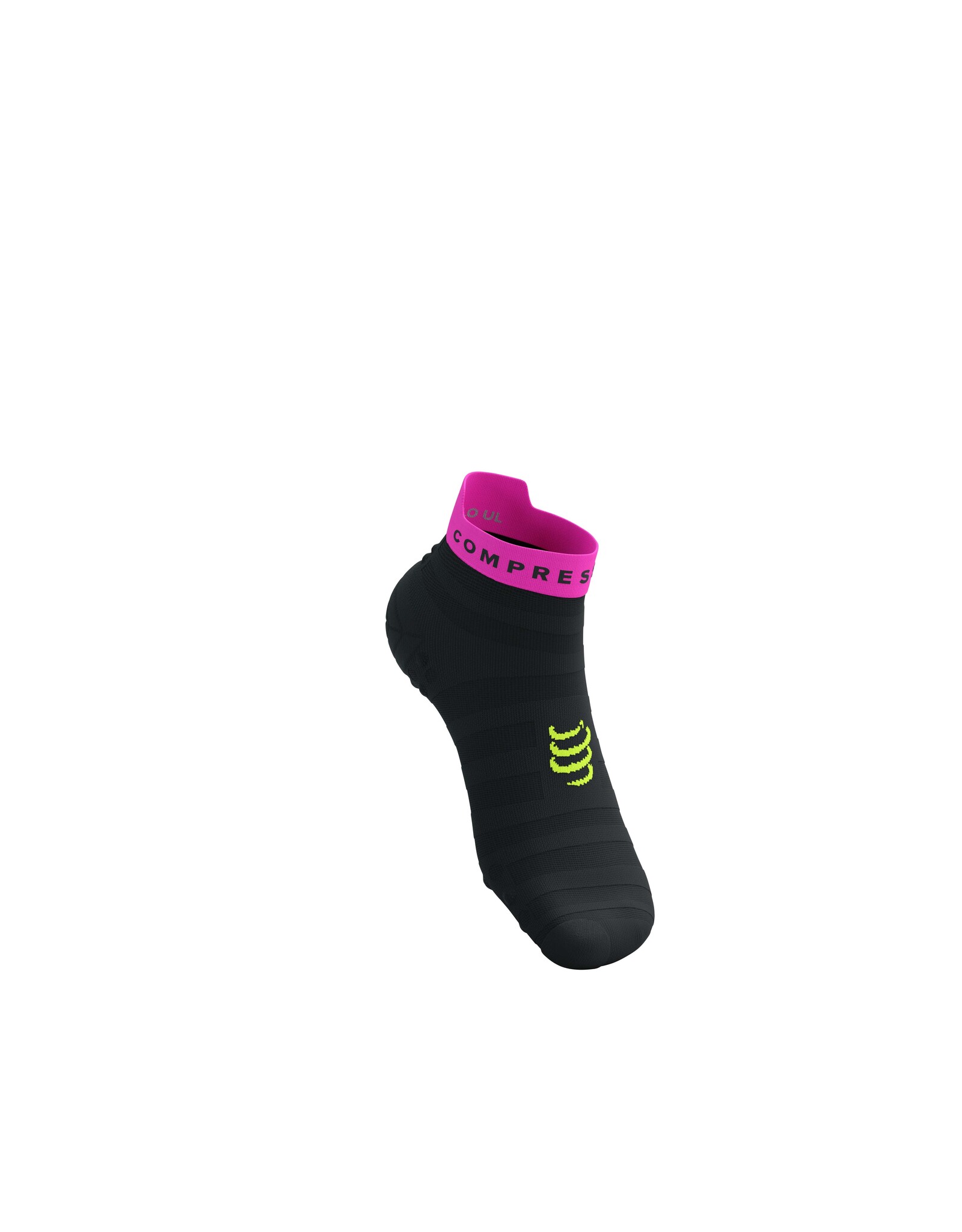 Compressport Pro Racing Socks v4.0 Ultralight Run Low - Black/Safety Yellow/Neon Pink