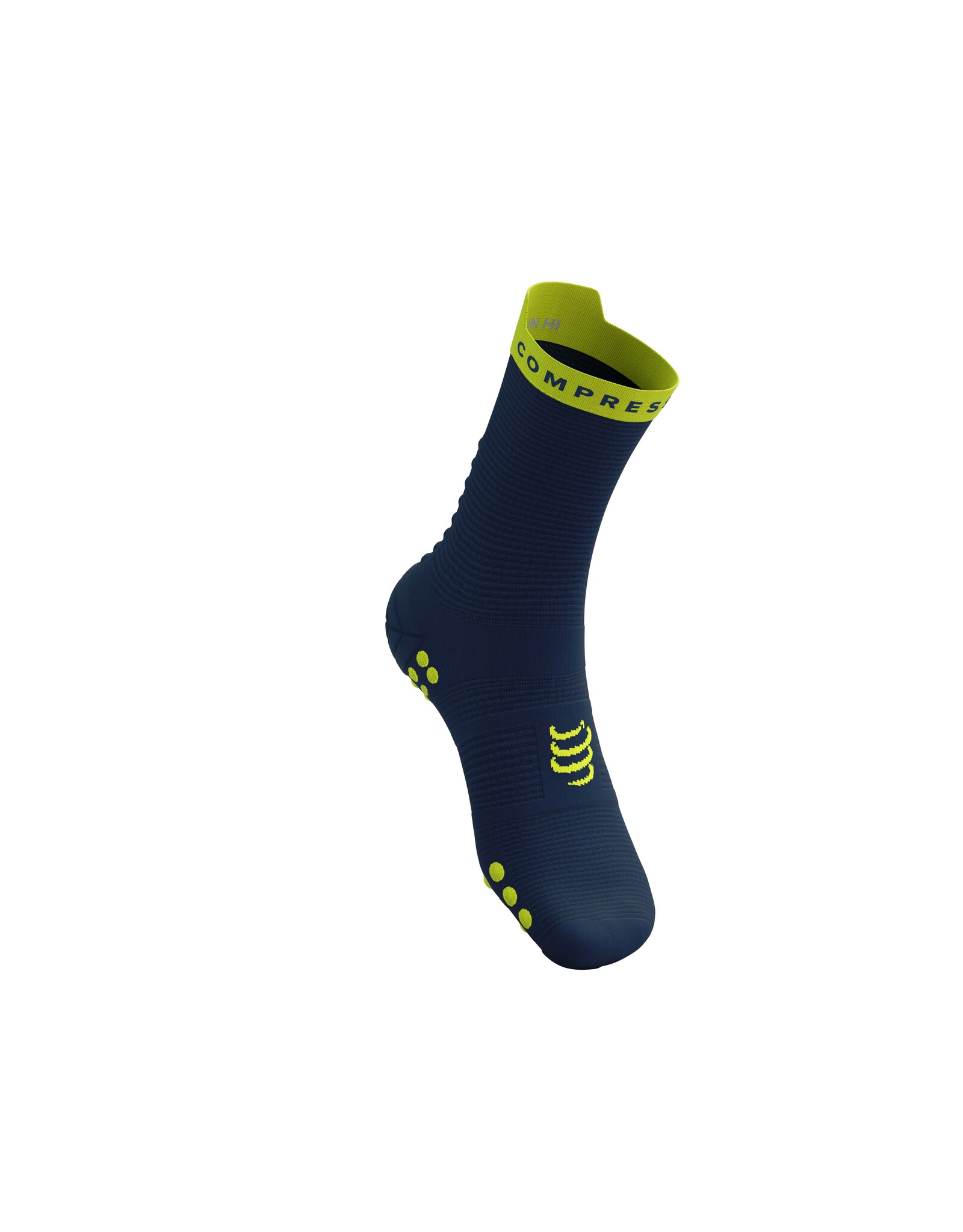 Compressport Pro Racing Socks v4.0 Run High - Dress Blues/Green Sheen