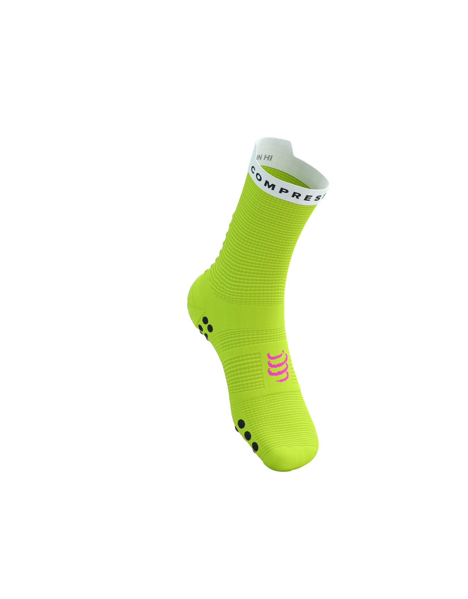 Compressport Pro Racing Socks v4.0 Run High - Safety Yellow/White/Black/Neon Pink