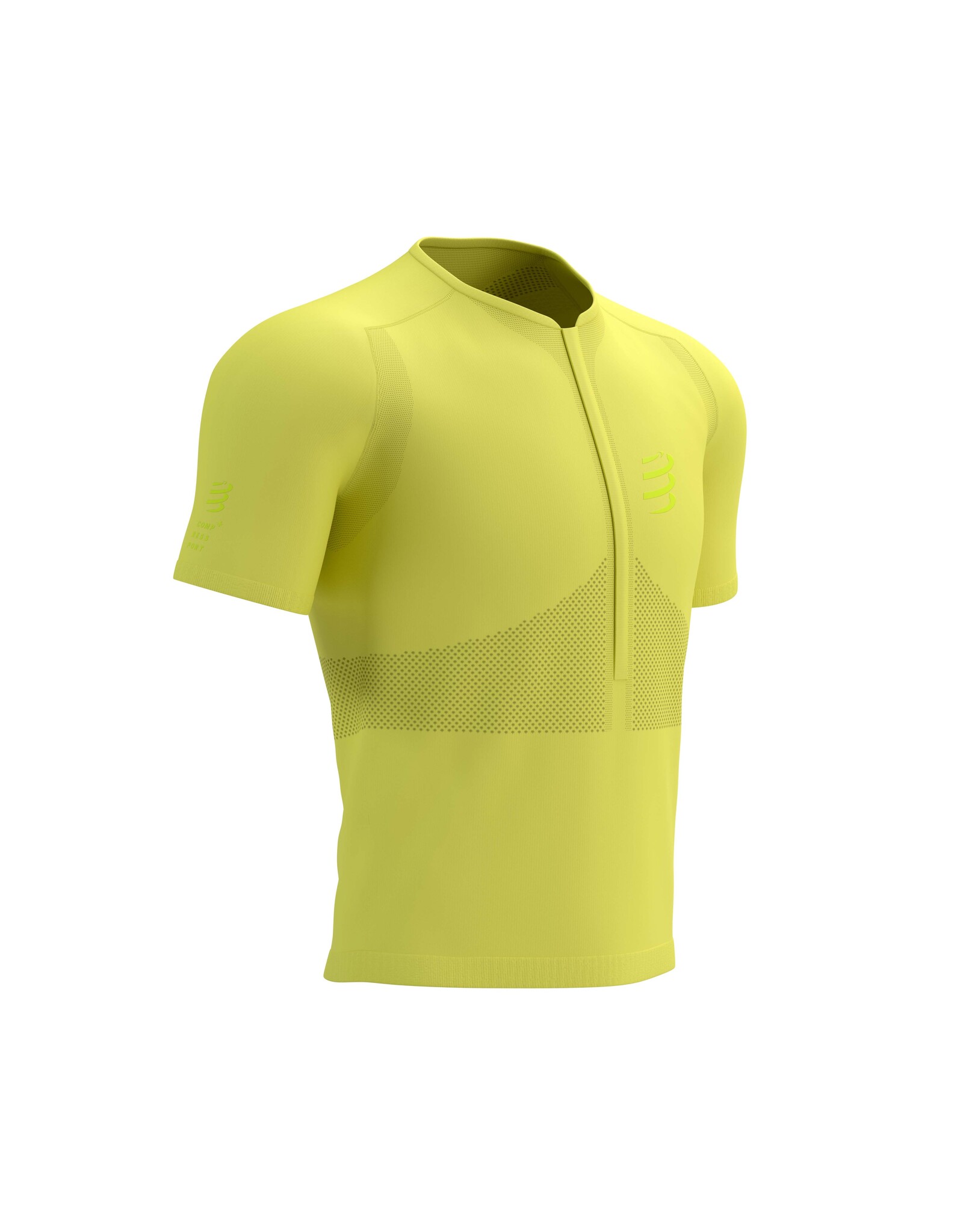 Compressport Trail Half-Zip Fitted SS Top - Green Sheen/Safety Yellow