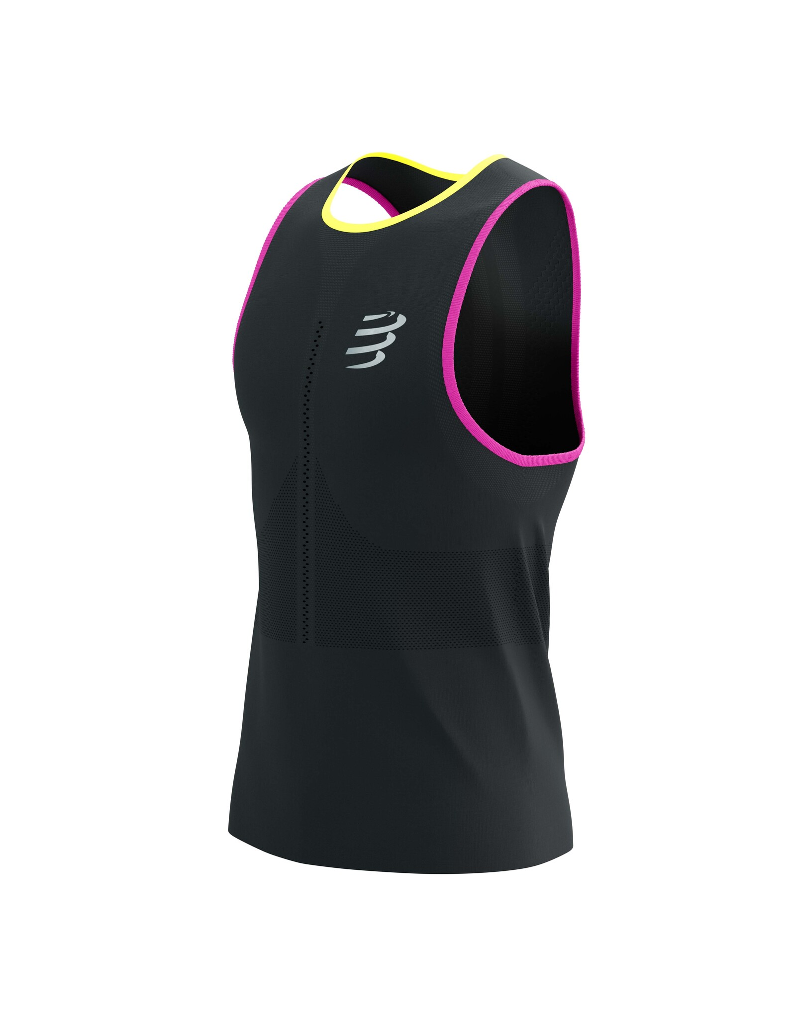 Compressport Pro Racing Singlet M - Black/Safety Yellow/Neon Pink