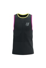 Compressport Pro Racing Singlet M - Black/Safety Yellow/Neon Pink