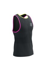 Compressport Pro Racing Singlet M - Black/Safety Yellow/Neon Pink