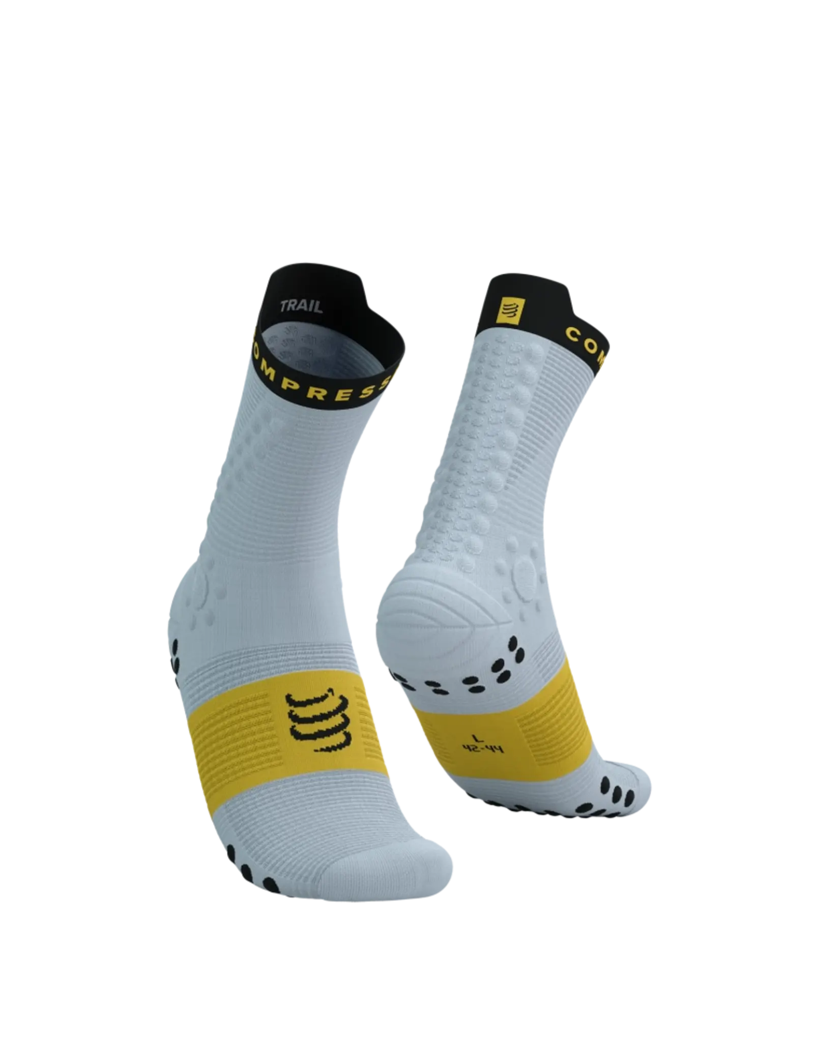 Compressport Pro Racing Socks V4.0 Trail - Grey Dawn/Ceylon Yellow