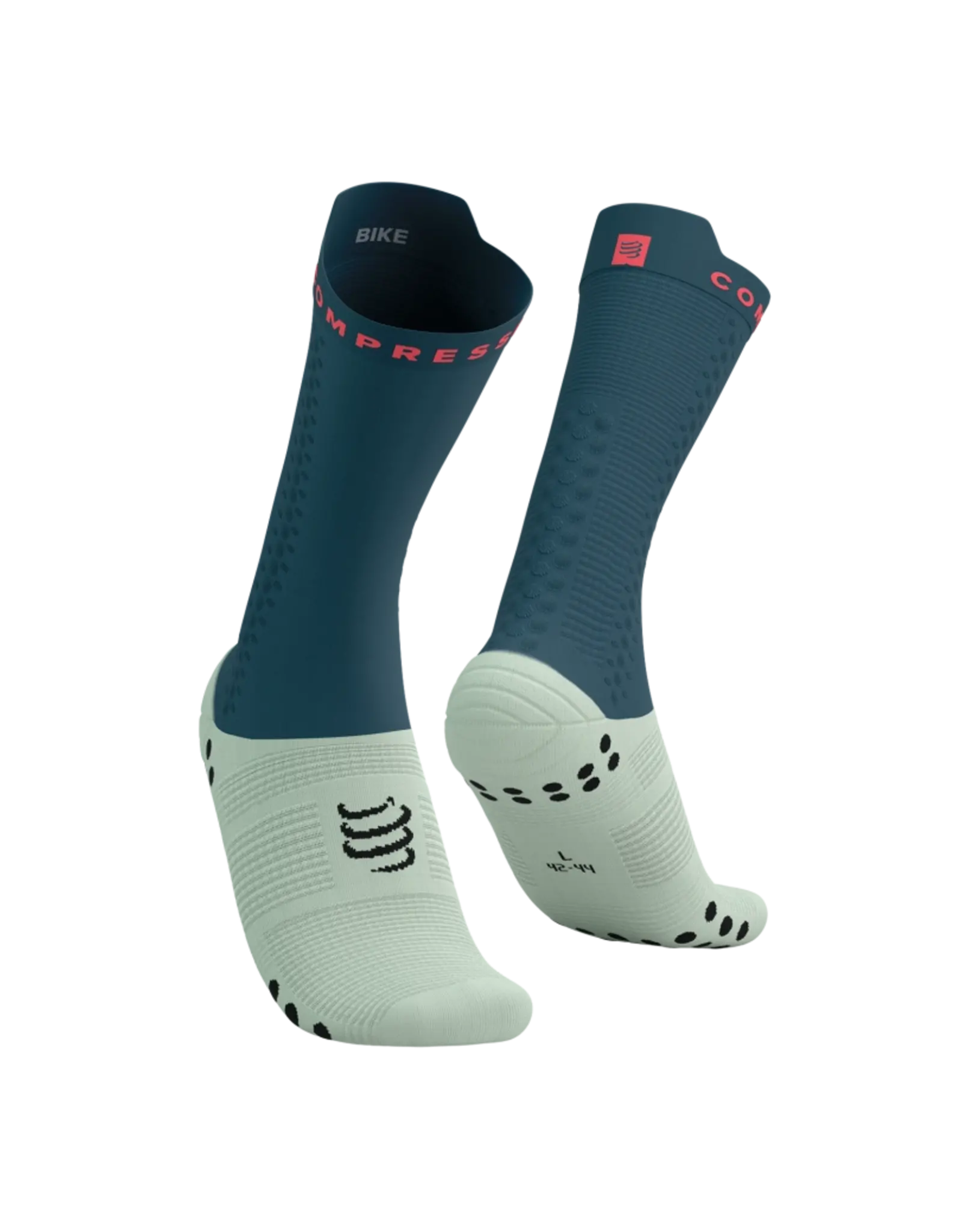 Compressport Pro Racing Socks V4.0 Bike - Stargazer/Aqua/Fluo Red