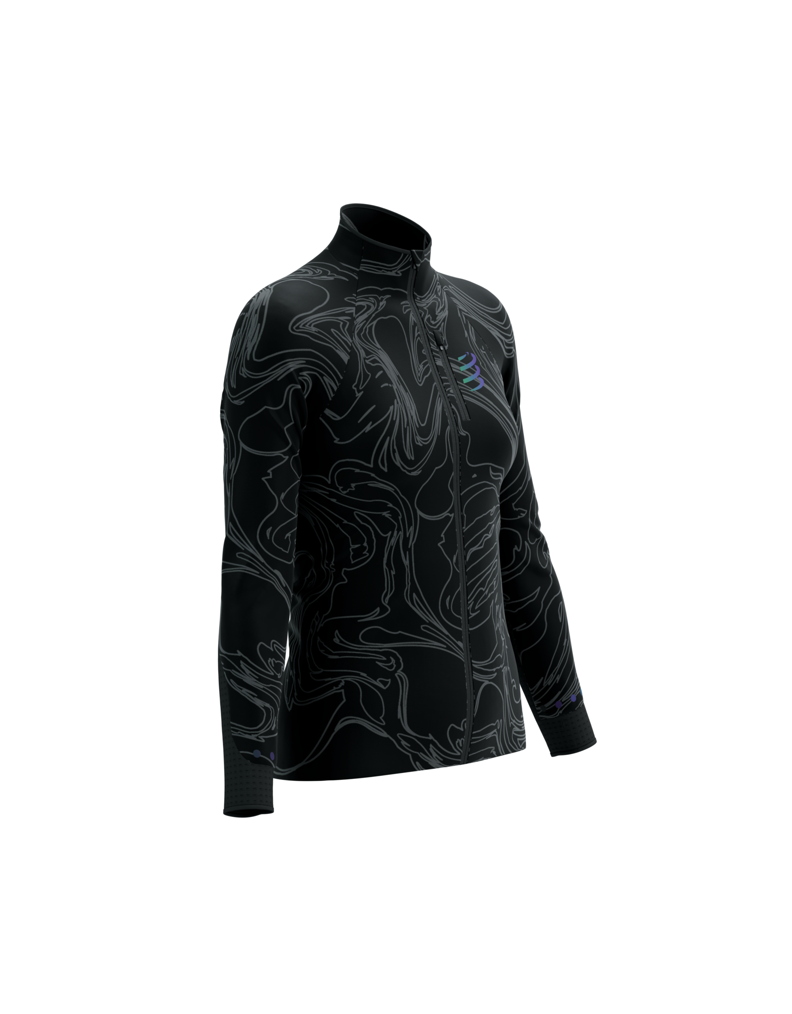 Compressport Hurricane Windproof Jacket W Aurora  - Black/Aurora