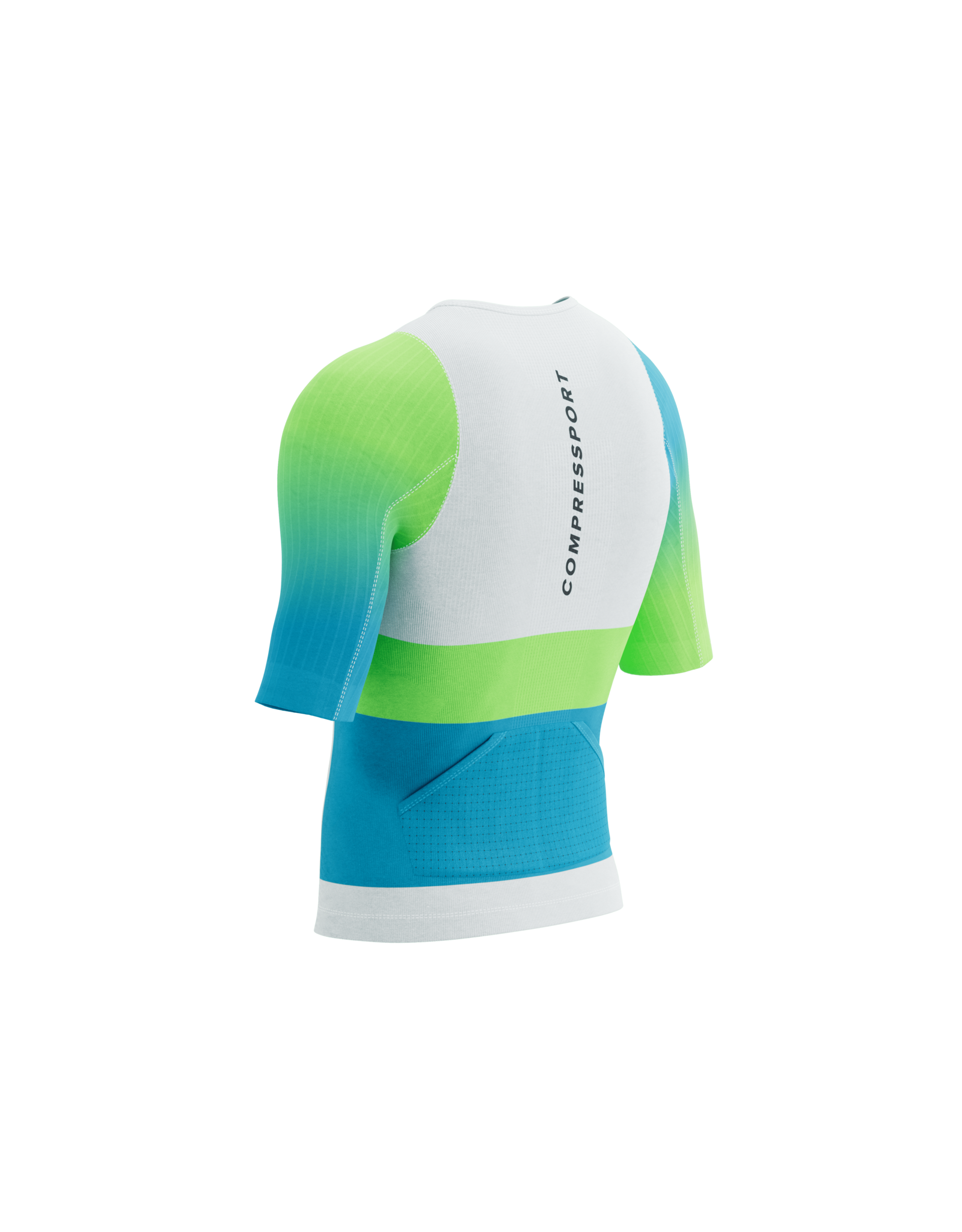 Compressport Stream SS Tri Top M - White/Blue-Green