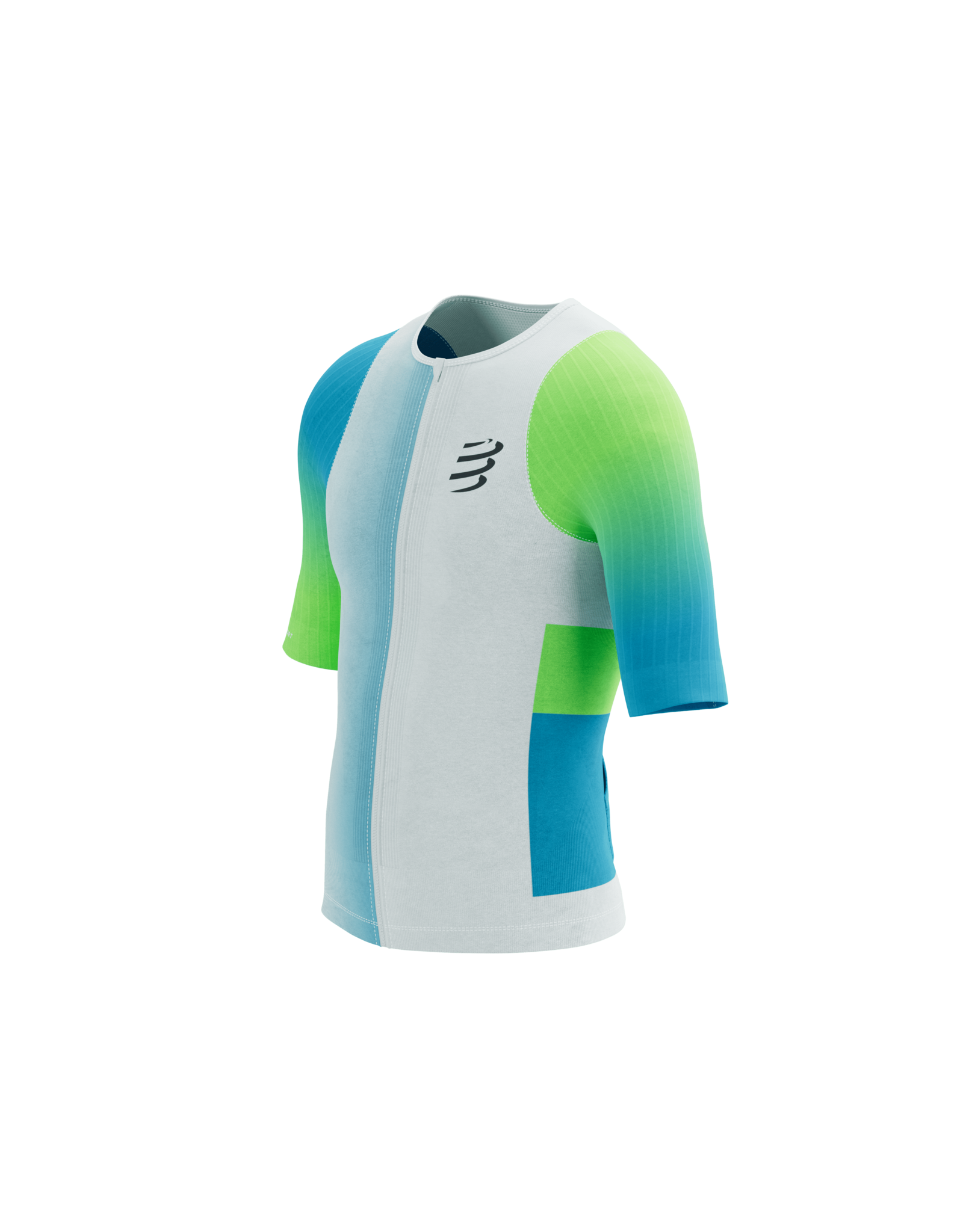 Compressport Stream SS Tri Top M - White/Blue-Green