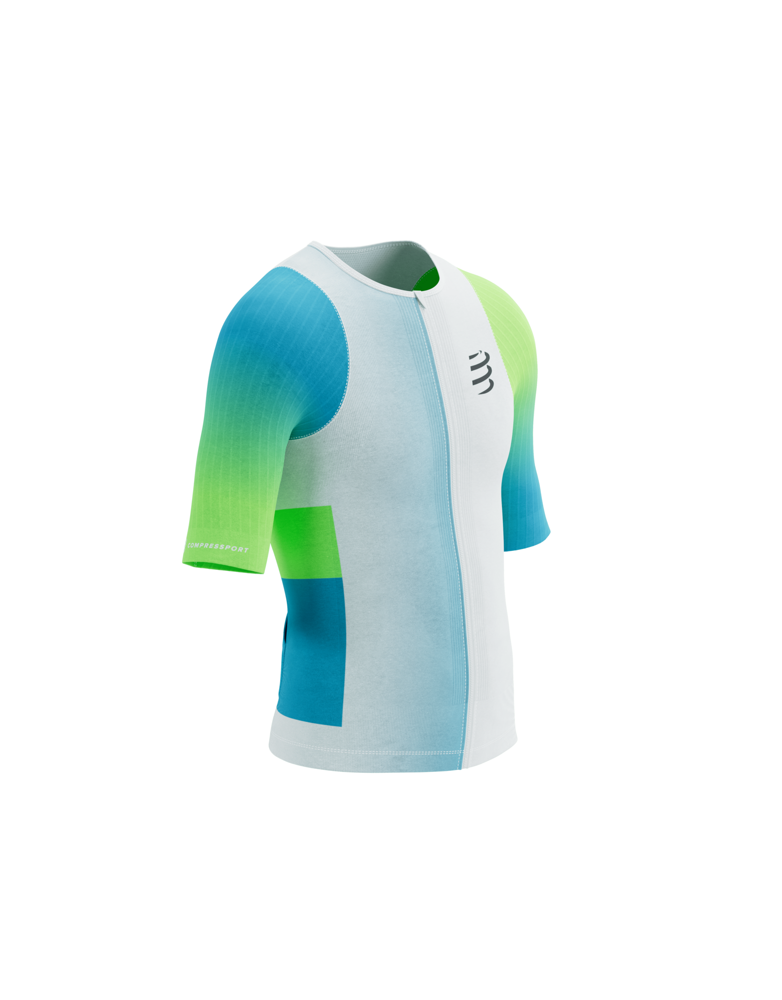 Compressport Stream SS Tri Top M - White/Blue-Green