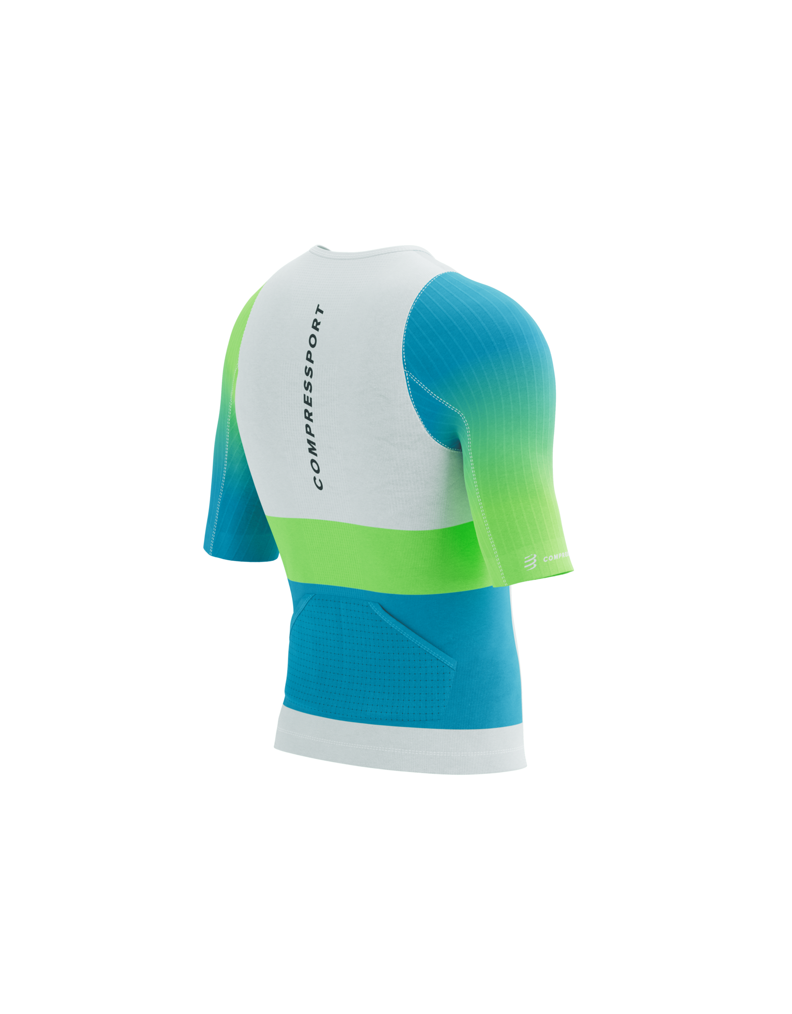 Compressport Stream SS Tri Top M - White/Blue-Green