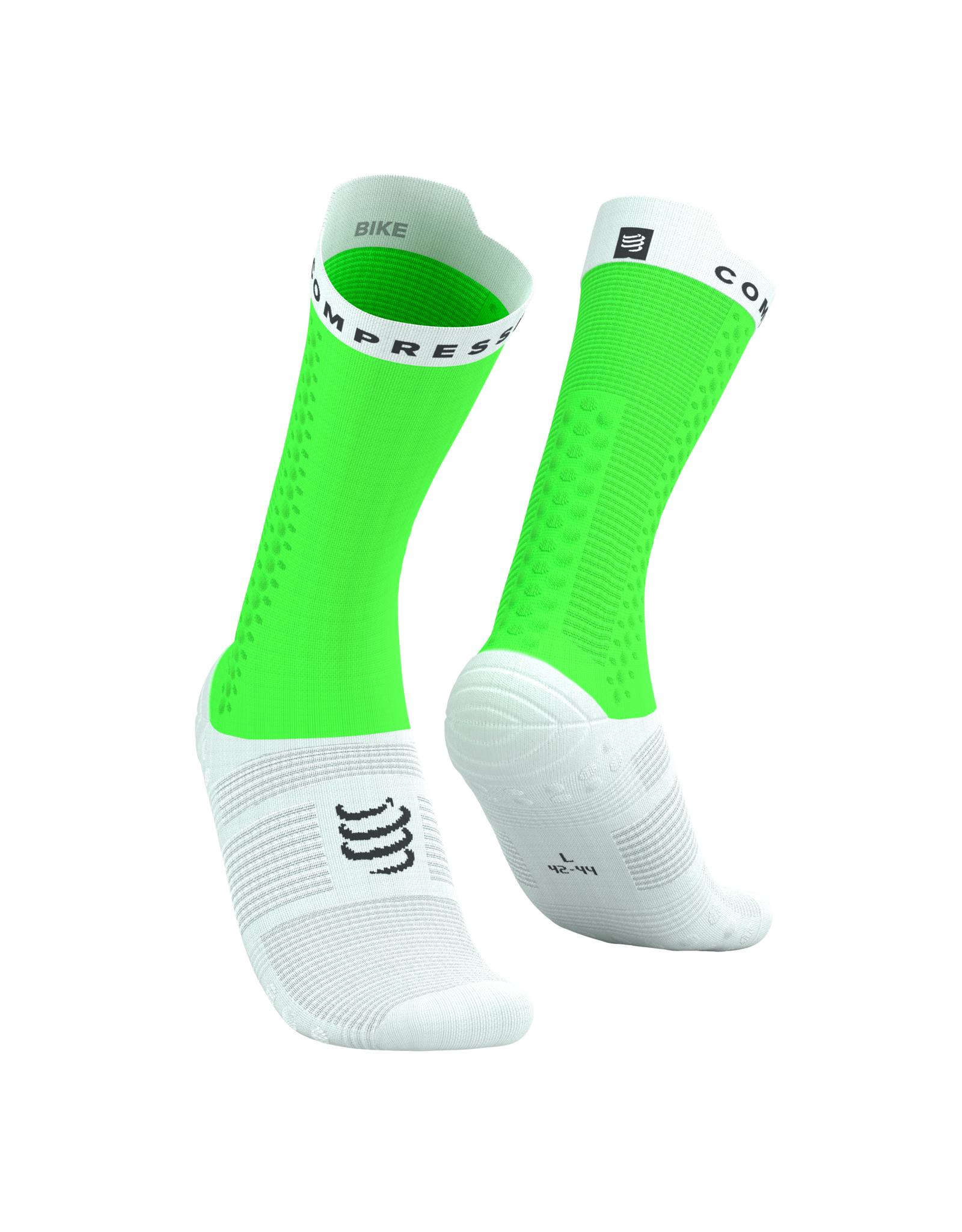Compressport Pro Racing Socks V4.0 Bike - Neon Green/White