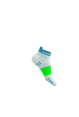 Compressport Pro Racing Socks V4.0 Run Low - White/Norse Blue/Neon Green