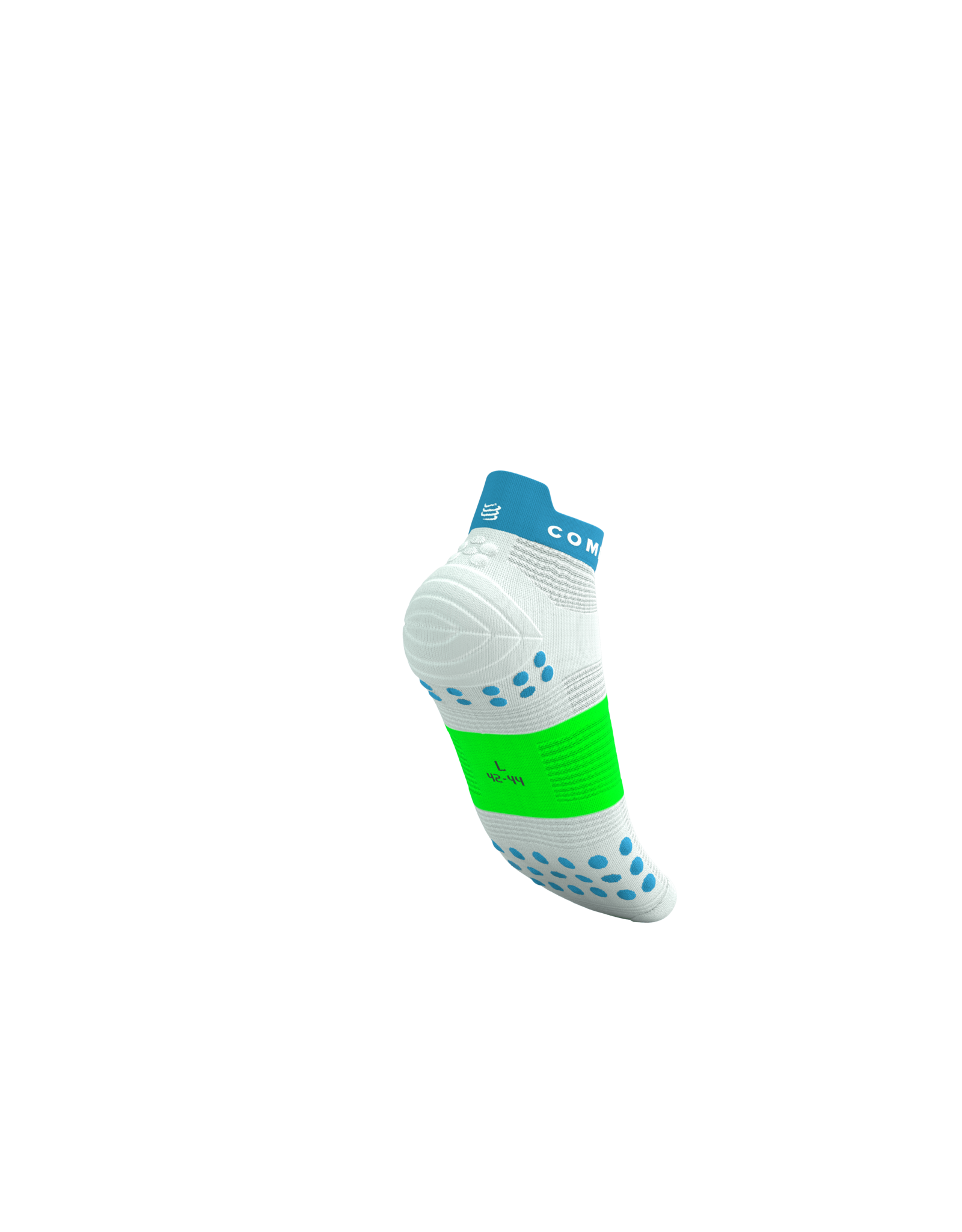 Compressport Pro Racing Socks V4.0 Run Low - White/Norse Blue/Neon Green