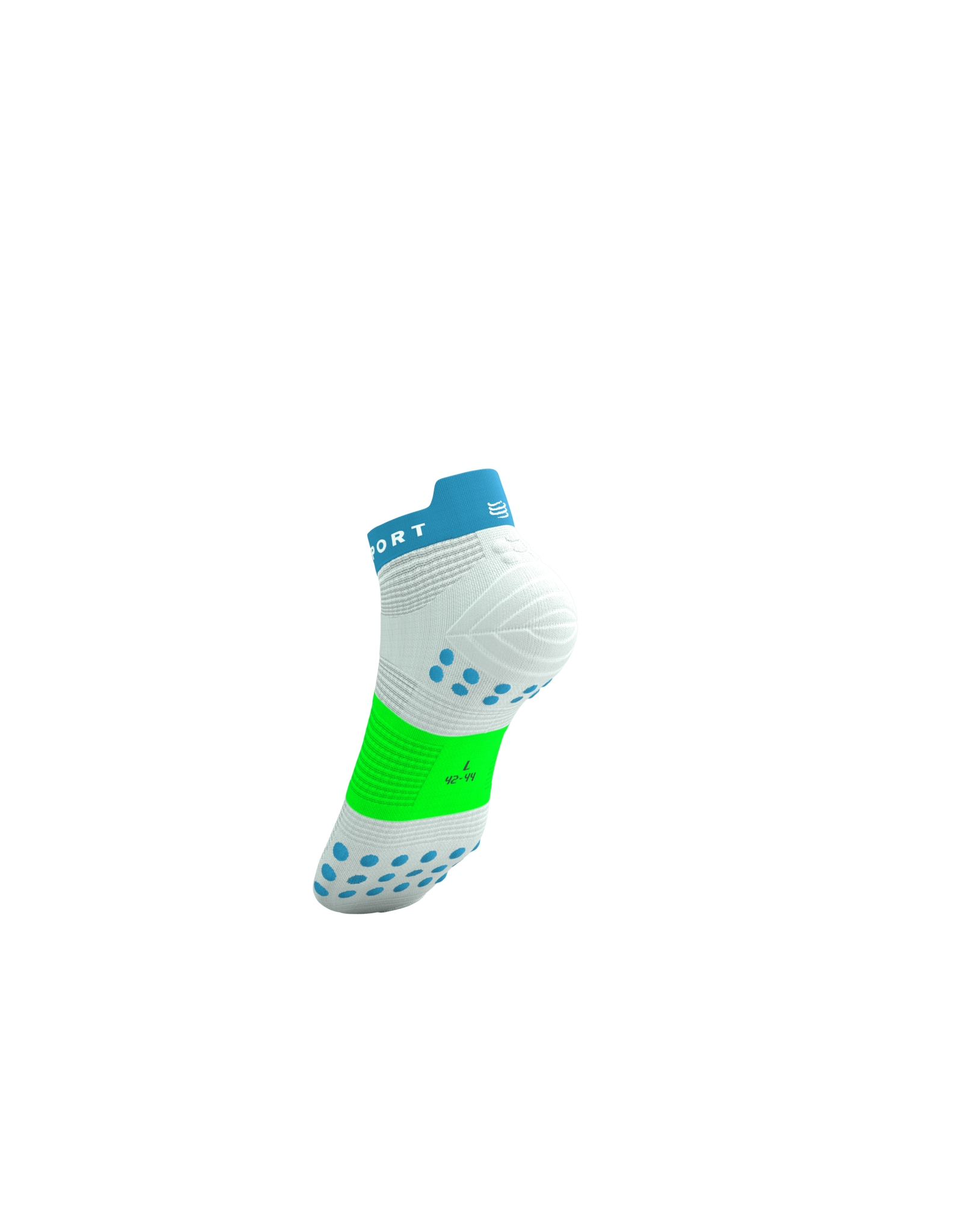 Compressport Pro Racing Socks V4.0 Run Low - White/Norse Blue/Neon Green
